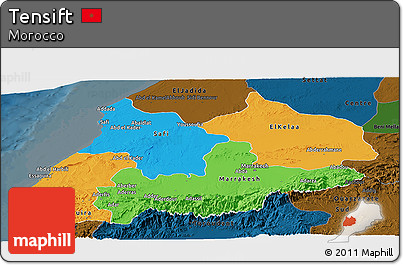 Political Panoramic Map of Tensift, darken