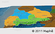Political Panoramic Map of Tensift, darken