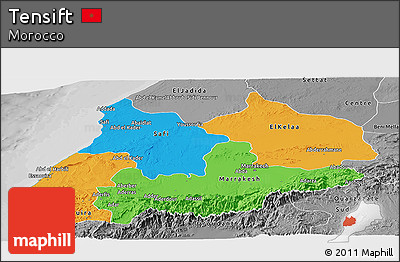 Political Panoramic Map of Tensift, desaturated