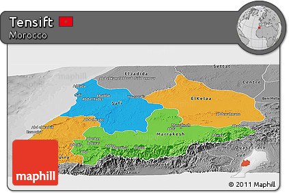 Political Panoramic Map of Tensift, desaturated