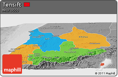 Political Panoramic Map of Tensift, desaturated