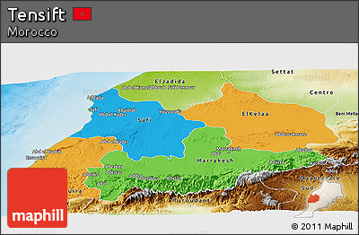 Political Panoramic Map of Tensift, physical outside