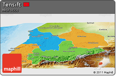 Political Panoramic Map of Tensift, physical outside