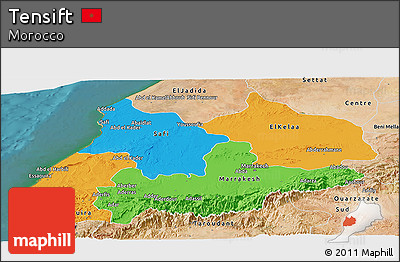 Political Panoramic Map of Tensift, satellite outside