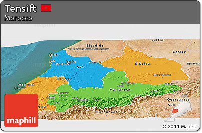 Political Panoramic Map of Tensift, satellite outside