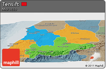 Political Panoramic Map of Tensift, semi-desaturated