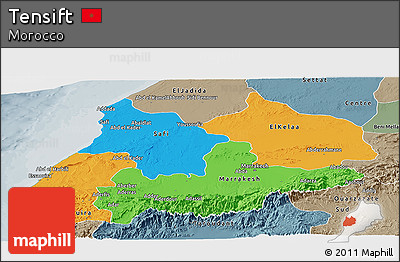Political Panoramic Map of Tensift, semi-desaturated