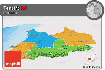 Political Panoramic Map of Tensift, single color outside