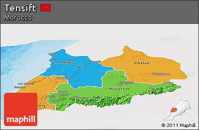 Political Panoramic Map of Tensift, single color outside