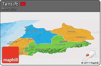 Political Panoramic Map of Tensift, single color outside