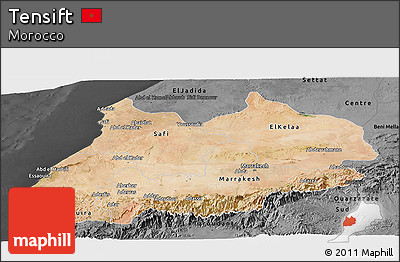 Satellite Panoramic Map of Tensift, darken, desaturated