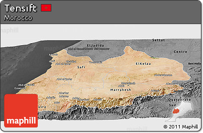Satellite Panoramic Map of Tensift, darken, desaturated