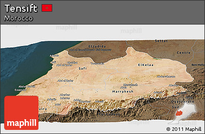 Satellite Panoramic Map of Tensift, darken