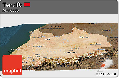 Satellite Panoramic Map of Tensift, darken