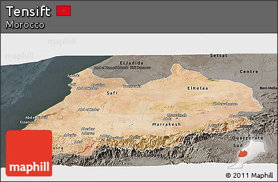 Satellite Panoramic Map of Tensift, darken, semi-desaturated
