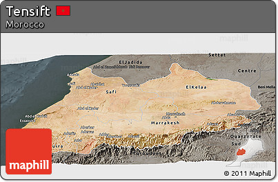 Satellite Panoramic Map of Tensift, darken, semi-desaturated