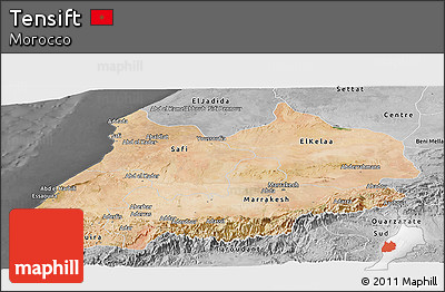 Satellite Panoramic Map of Tensift, desaturated