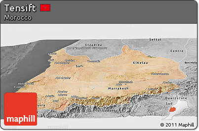 Satellite Panoramic Map of Tensift, desaturated