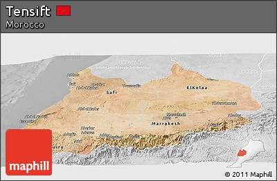 Satellite Panoramic Map of Tensift, lighten, desaturated