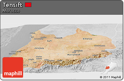 Satellite Panoramic Map of Tensift, lighten, desaturated
