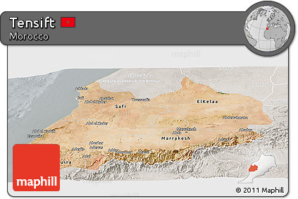 Satellite Panoramic Map of Tensift, lighten, semi-desaturated