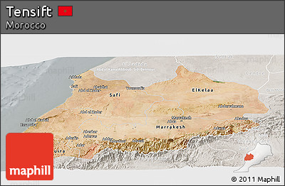 Satellite Panoramic Map of Tensift, lighten, semi-desaturated