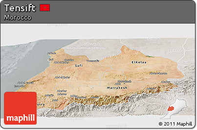 Satellite Panoramic Map of Tensift, lighten, semi-desaturated