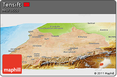 Satellite Panoramic Map of Tensift, physical outside