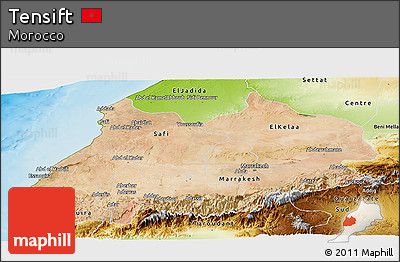 Satellite Panoramic Map of Tensift, physical outside