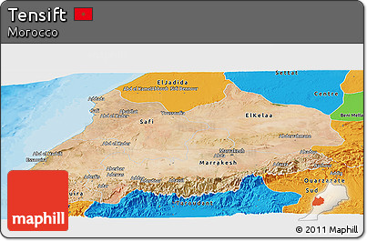 Satellite Panoramic Map of Tensift, political outside