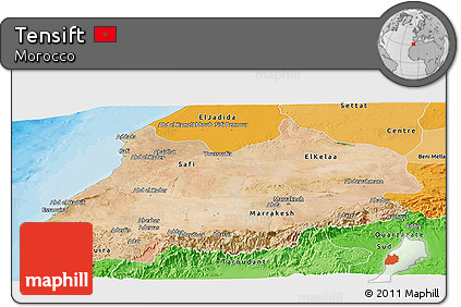 Satellite Panoramic Map of Tensift, political shades outside