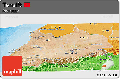 Satellite Panoramic Map of Tensift, political shades outside