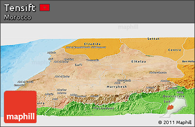 Satellite Panoramic Map of Tensift, political shades outside