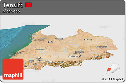 Satellite Panoramic Map of Tensift, single color outside