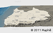 Shaded Relief Panoramic Map of Tensift, darken