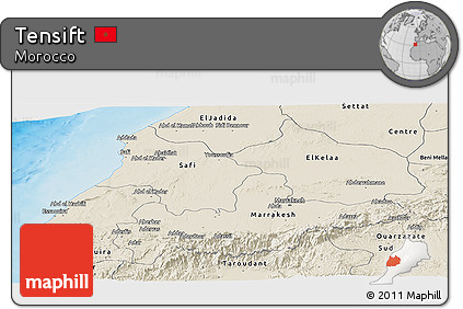 Shaded Relief Panoramic Map of Tensift