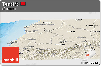 Shaded Relief Panoramic Map of Tensift