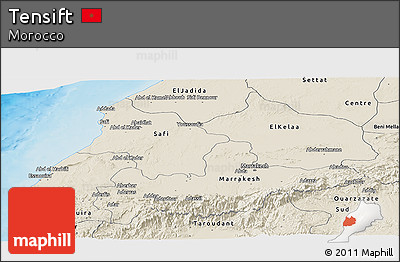Shaded Relief Panoramic Map of Tensift