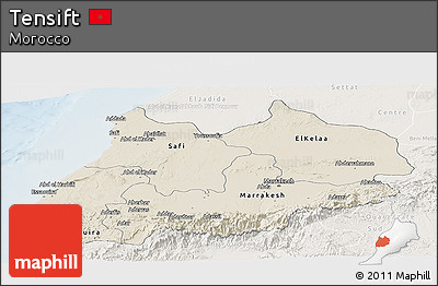 Shaded Relief Panoramic Map of Tensift, lighten