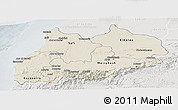 Shaded Relief Panoramic Map of Tensift, lighten, semi-desaturated