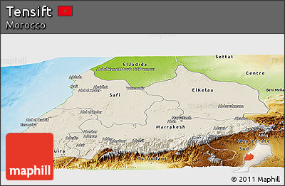 Shaded Relief Panoramic Map of Tensift, physical outside