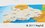 Shaded Relief Panoramic Map of Tensift, political outside