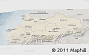 Shaded Relief Panoramic Map of Tensift, semi-desaturated