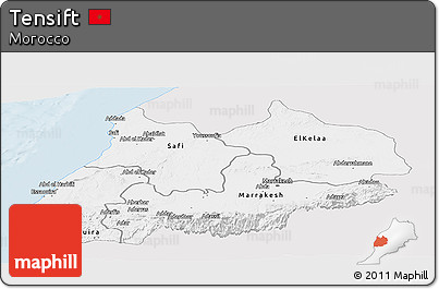 Silver Style Panoramic Map of Tensift, single color outside