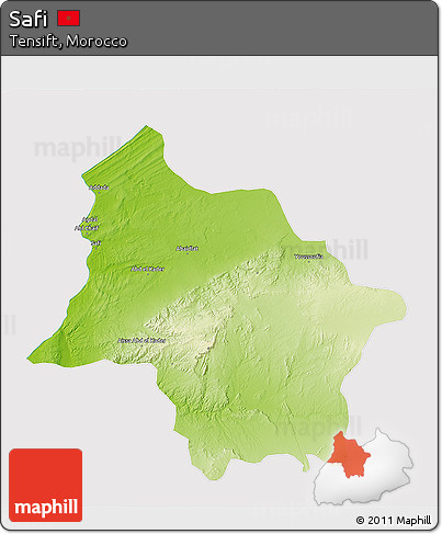 Physical 3D Map of Safi, cropped outside