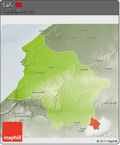 Physical 3D Map of Safi, semi-desaturated