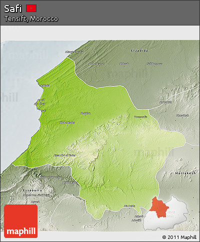 Physical 3D Map of Safi, semi-desaturated