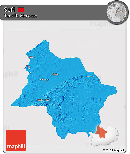 Political 3D Map of Safi, cropped outside