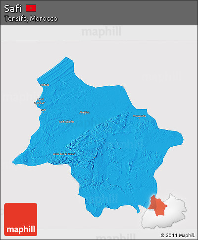 Political 3D Map of Safi, cropped outside