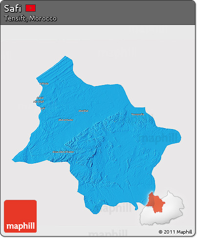 Political 3D Map of Safi, cropped outside